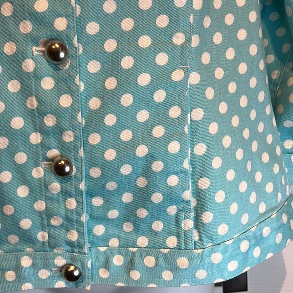 💥Host Pick 💥 Christopher & Banks Polka Dot Denim Jacket Size Medium Petite - Picture 10 of 13